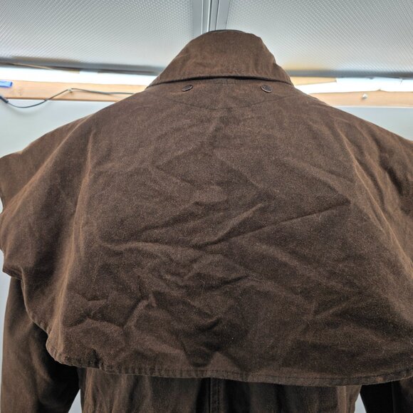 Outback Trading Co Bush Trader Duster Coat Mens Brown Waxed Oilskin Western Sz S - Picture 4 of 16